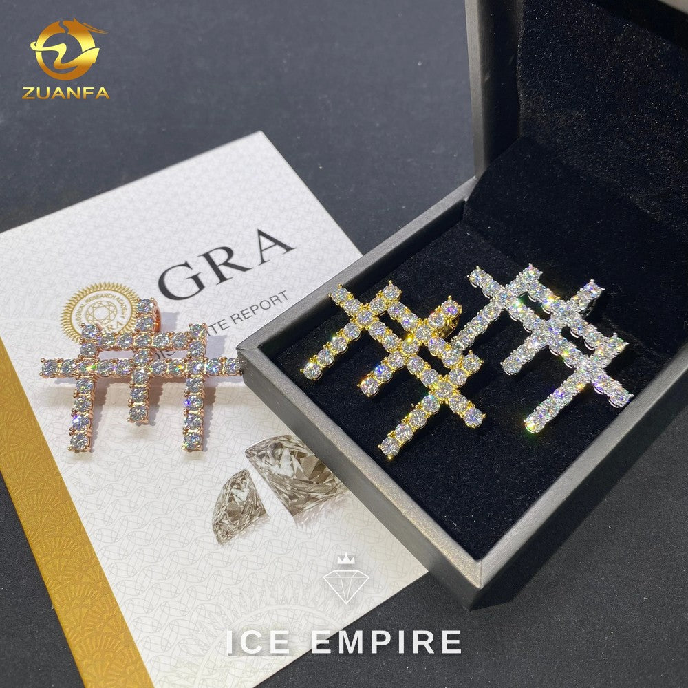 Iced Out Cross Rose Gold Plated Moissanite Pendant