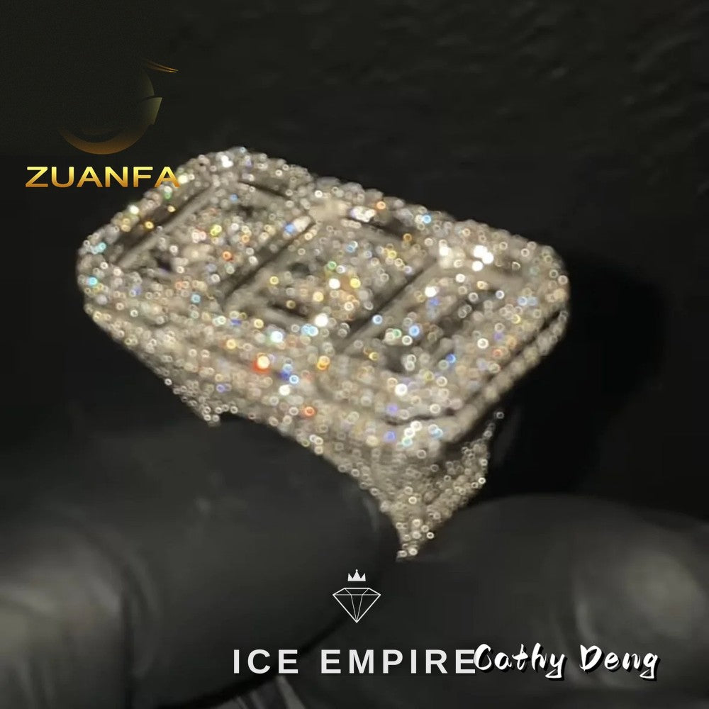 Iced Out Baguette 925 Silver Moissanite Ring