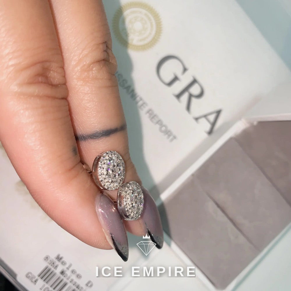 Iced Out 925 Silver Moissanite Stud Earrings