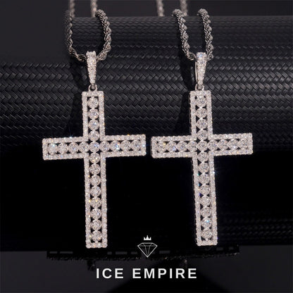 Iced Out Cross 925 Silver Pendant