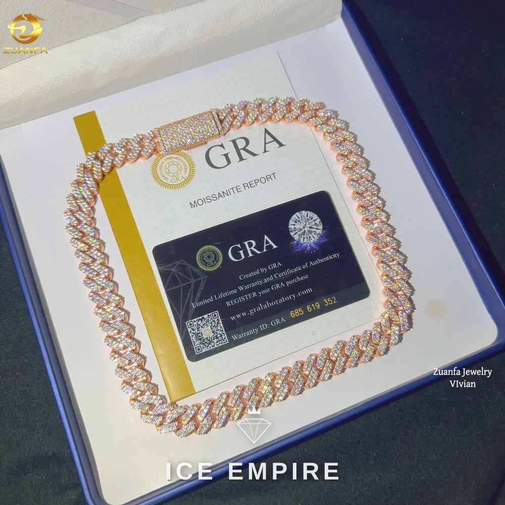 Iced Out Rose Gold Plated Moissanite Cuban Chain