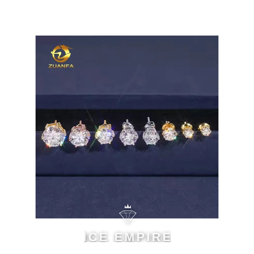 Iced Out Rose Gold Plated Moissanite Stud Earrings