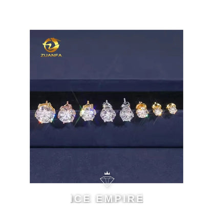 Iced Out Rose Gold Plated Moissanite Stud Earrings