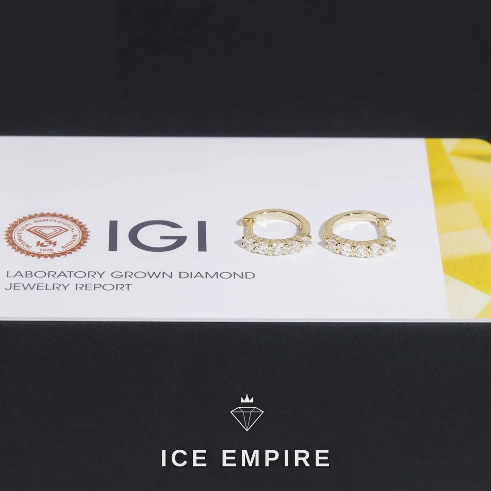 Iced Out Rose Gold Plated Lab Grown Diamond Hoop Earrings
