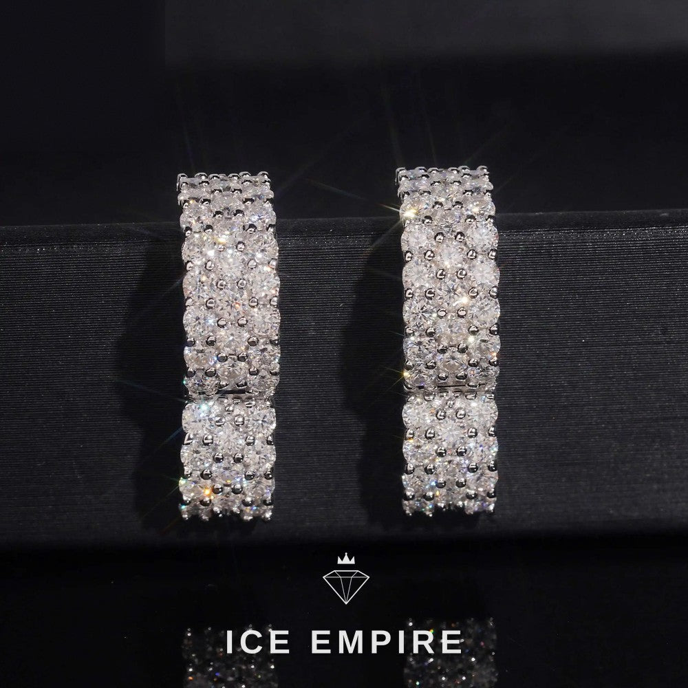 Iced Out 925 Silver Moissanite Hoop Earrings