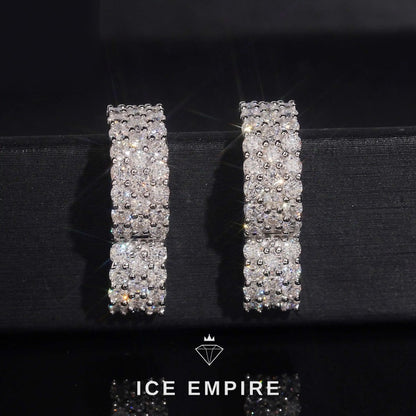 Iced Out 925 Silver Moissanite Hoop Earrings
