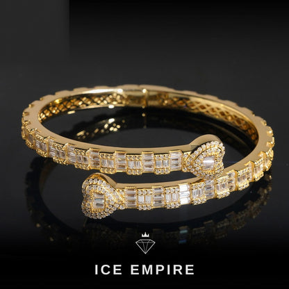Iced Out Heart Rose Gold Plated Moissanite Bracelet