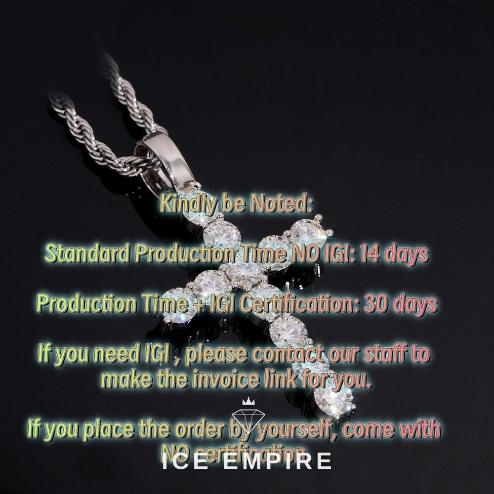 Iced Out Cross 925 Silver Lab Grown Diamond Pendant