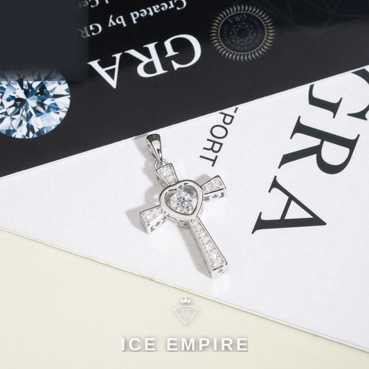 Iced Out Cross Rose Gold Plated Moissanite Cuban Chain