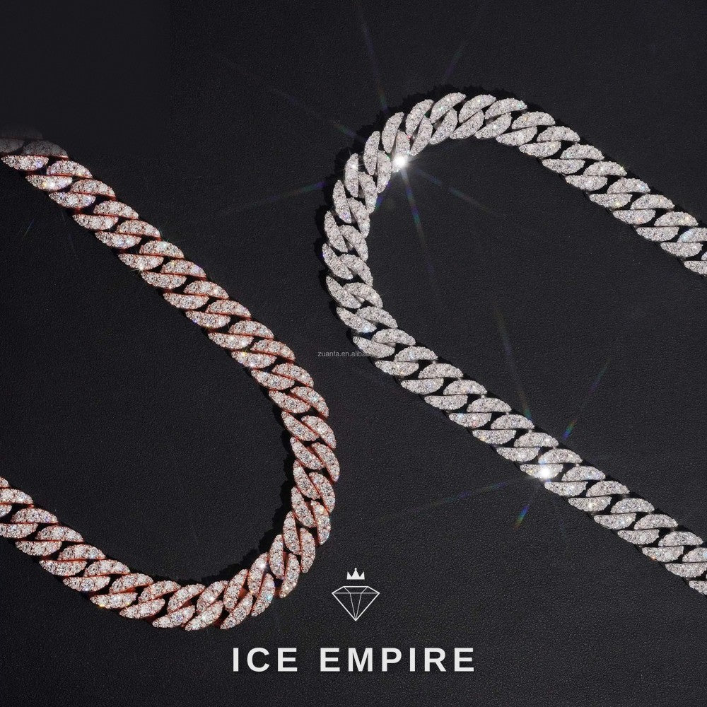 Iced Out Rose Gold Moissanite Cuban Chain