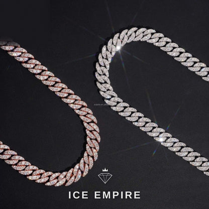 Iced Out Rose Gold Moissanite Cuban Chain