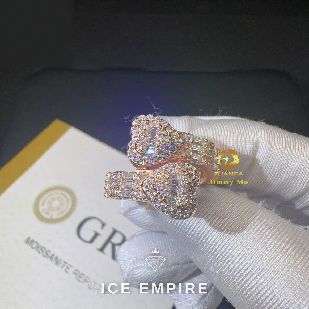Iced Out Baguette Rose Gold Plated Moissanite Ring