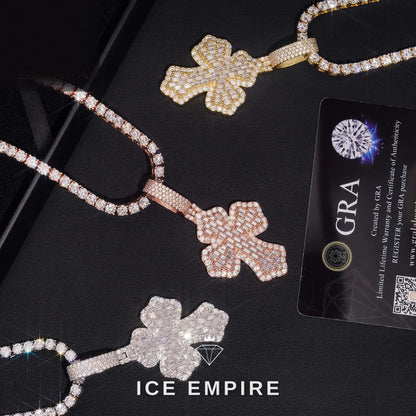 Iced Out Baguette Rose Gold Plated Moissanite Pendant