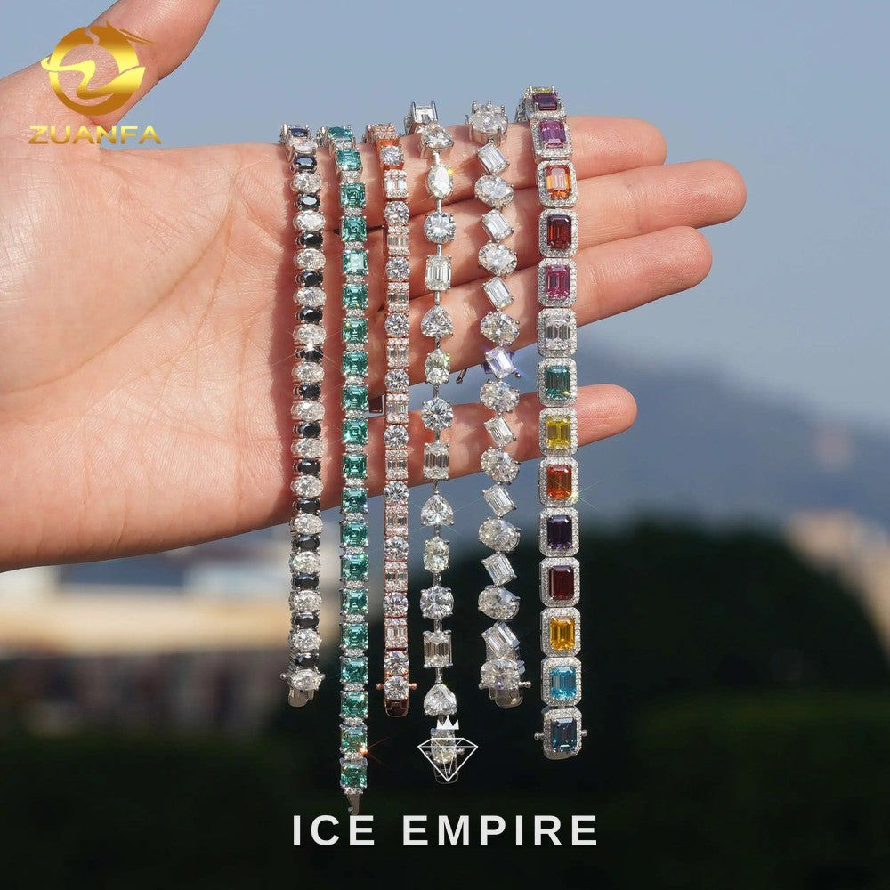 Iced Out 925 Silver Moissanite Tennis Bracelet