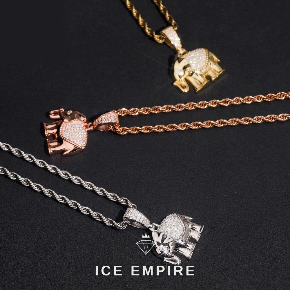 Iced Out 18K Gold Moissanite Pendant