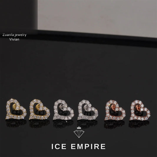 Iced Out Heart 925 Silver Moissanite Earrings