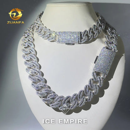Iced Out Baguette Gold Plated Moissanite Cuban Chain