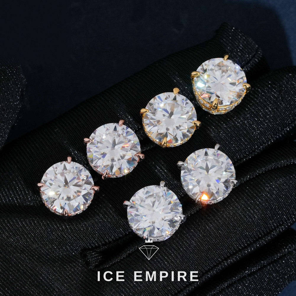 Iced Out 18K Gold Moissanite Stud Earrings