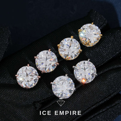 Iced Out 18K Gold Moissanite Stud Earrings