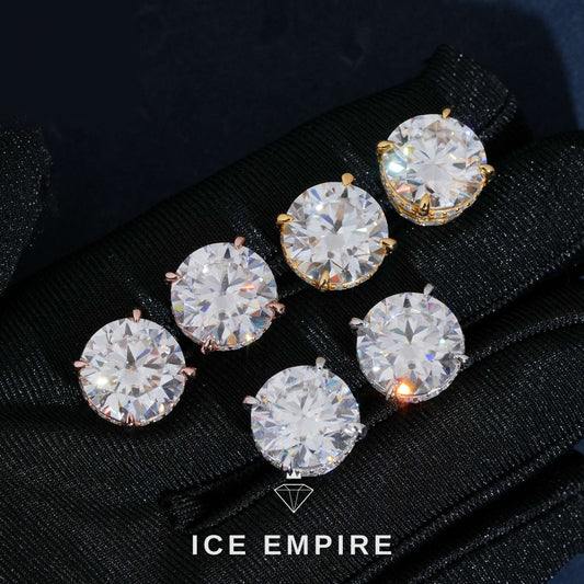 Iced Out 18K Gold Moissanite Stud Earrings