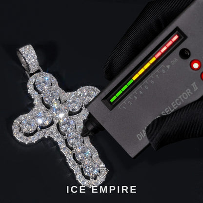 Iced Out Cross 925 Silver Pendant