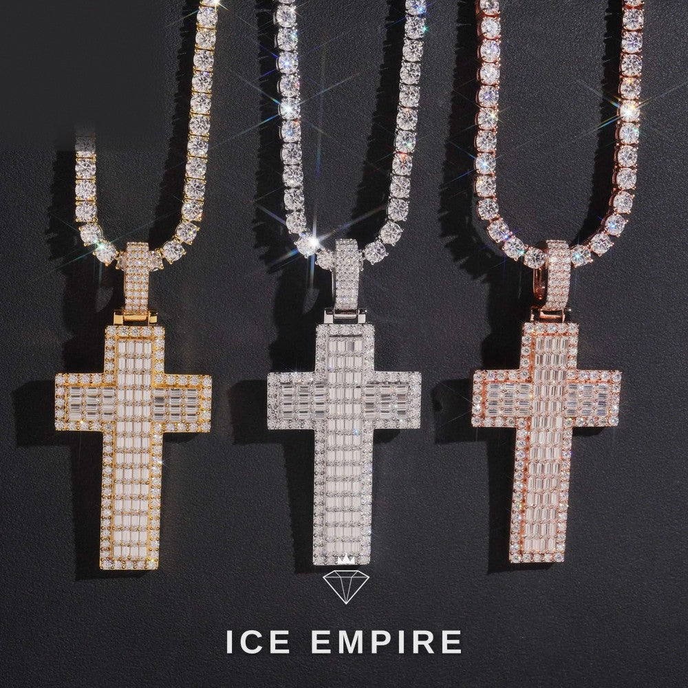 Iced Out Baguette Rose Gold Plated Moissanite Pendant