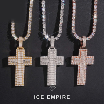 Iced Out Baguette Rose Gold Plated Moissanite Pendant