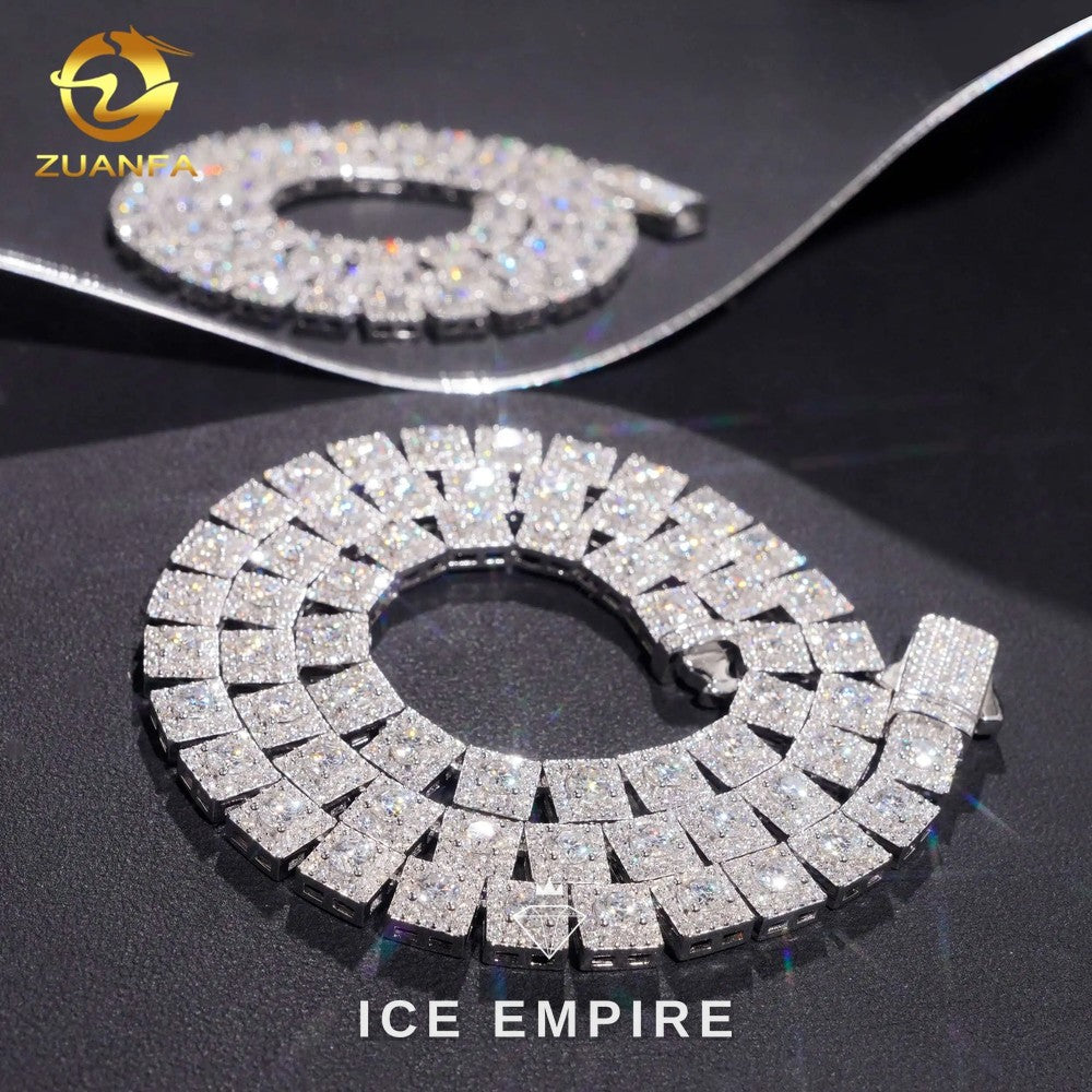 Iced Out Cluster Gold Plated Moissanite Cuban Chain