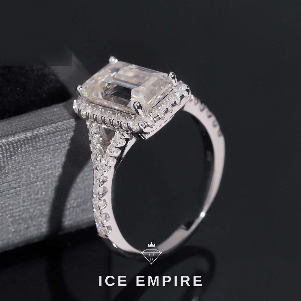 Iced Out Cluster Rose Gold Plated Moissanite Wedding Band