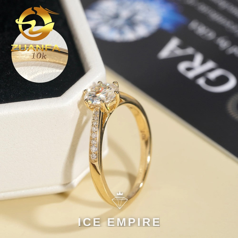 Iced Out 10K Gold Moissanite Engagement Ring