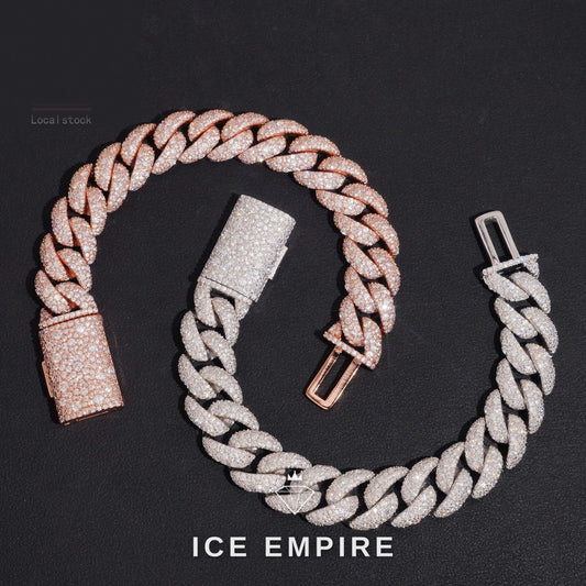 Iced Out 925 Silver Moissanite Cuban Chain
