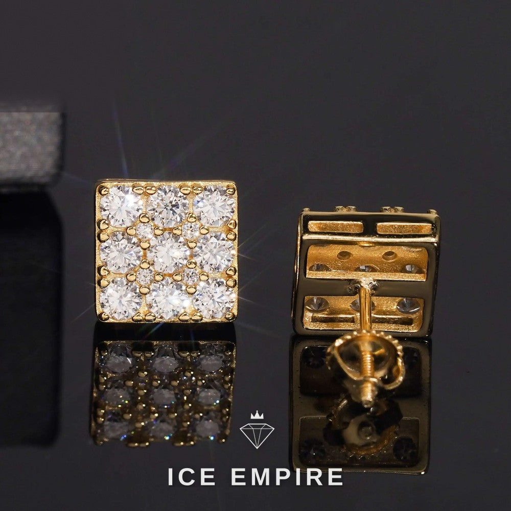 Iced Out Rose Gold Plated Moissanite Stud Earrings