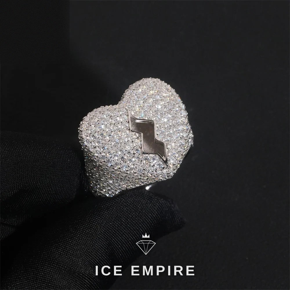 Iced Out Heart Rose Gold Plated Moissanite Ring