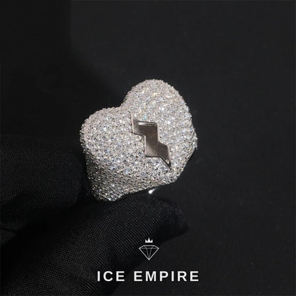 Iced Out Heart Rose Gold Plated Moissanite Ring