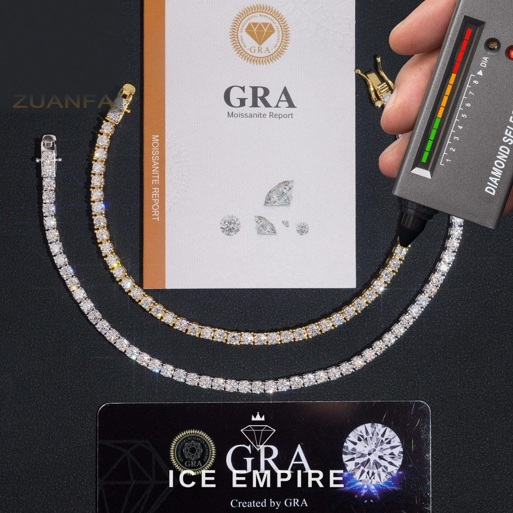 Iced Out 925 Silver Moissanite Tennis Bracelet