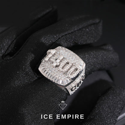 Iced Out Baguette Rose Gold Plated Moissanite Ring