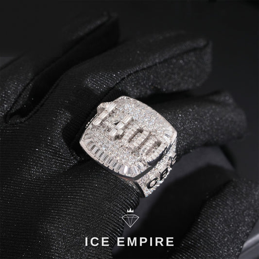 Iced Out Baguette Rose Gold Plated Moissanite Ring