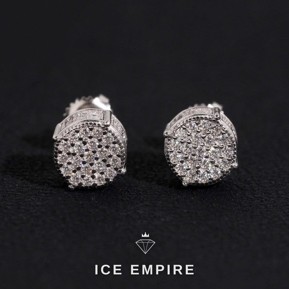 Iced Out 925 Silver Moissanite Stud Earrings