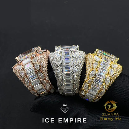 Iced Out 925 Silver Moissanite Ring
