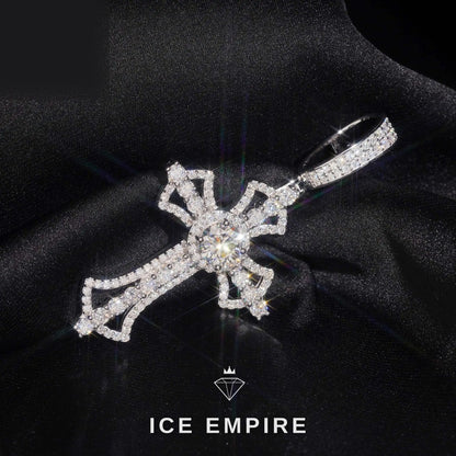 Iced Out Cross 925 Silver Moissanite Pendant