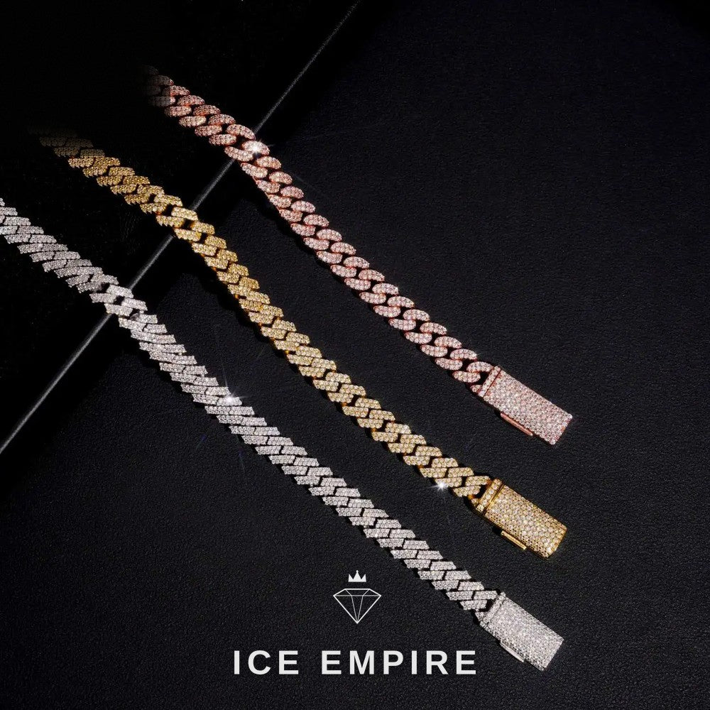 Iced Out Rose Gold Moissanite Cuban Chain