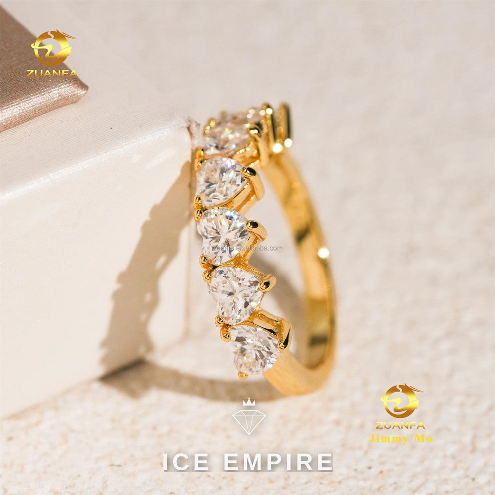 Iced Out Heart Gold Plated Moissanite Ring