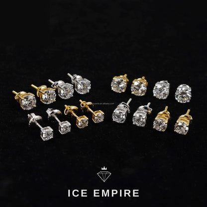 Iced Out 925 Silver Lab Grown Diamond Stud Earrings