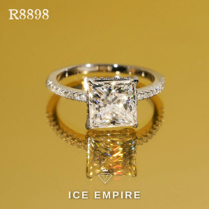 Iced Out 925 Silver Moissanite Engagement Ring
