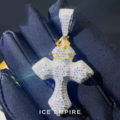 Iced Out Cross Gold Plated Moissanite Pendant