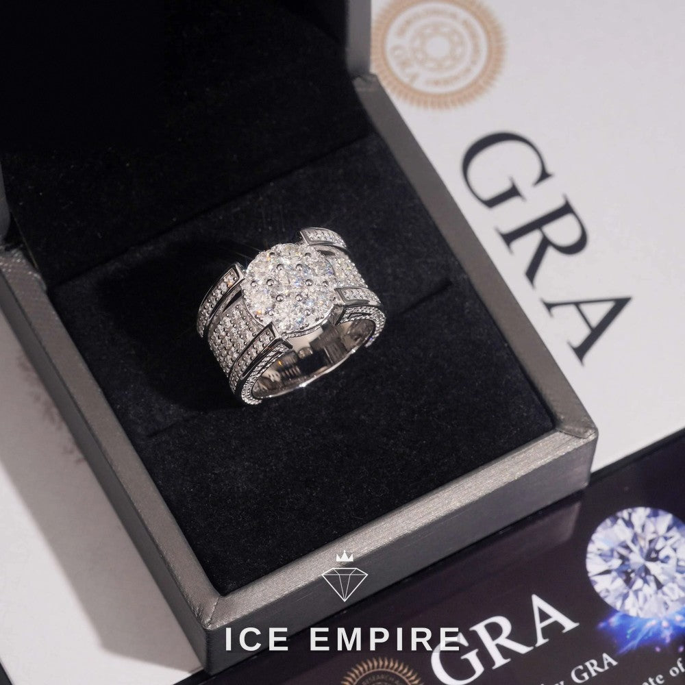 Iced Out 925 Silver Moissanite Ring