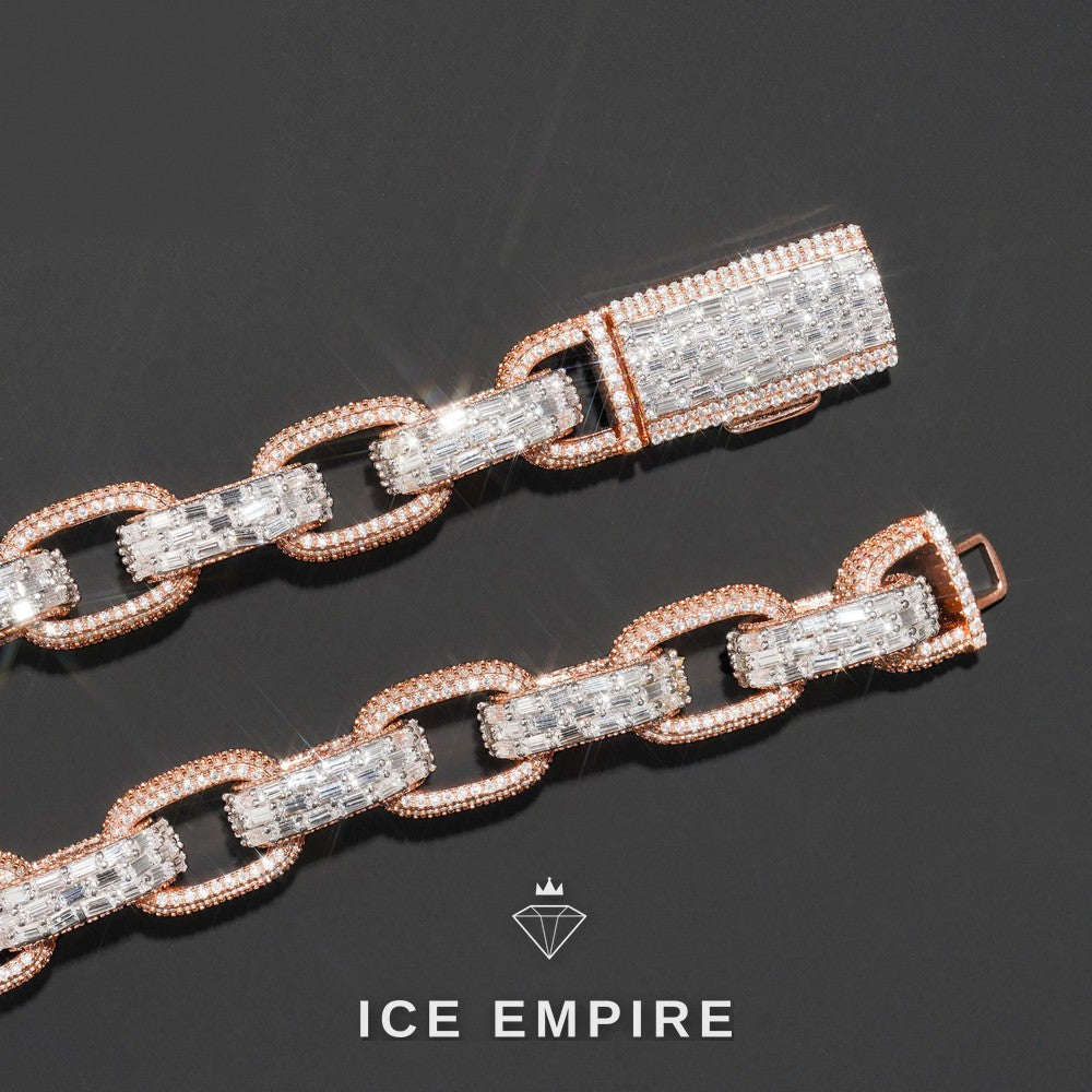 Iced Out Rose Gold Plated Moissanite Cuban Chain