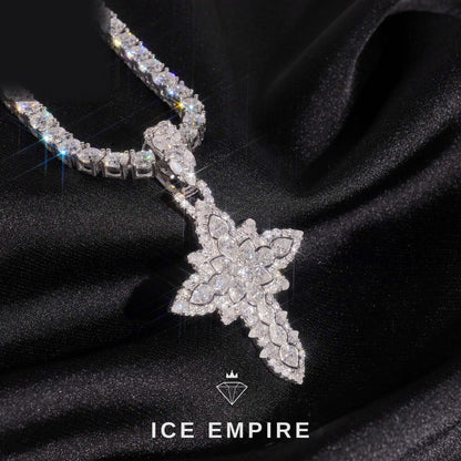 Iced Out Cross Gold Plated Moissanite Pendant