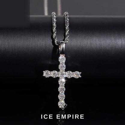 Iced Out Cross 925 Silver Lab Grown Diamond Pendant