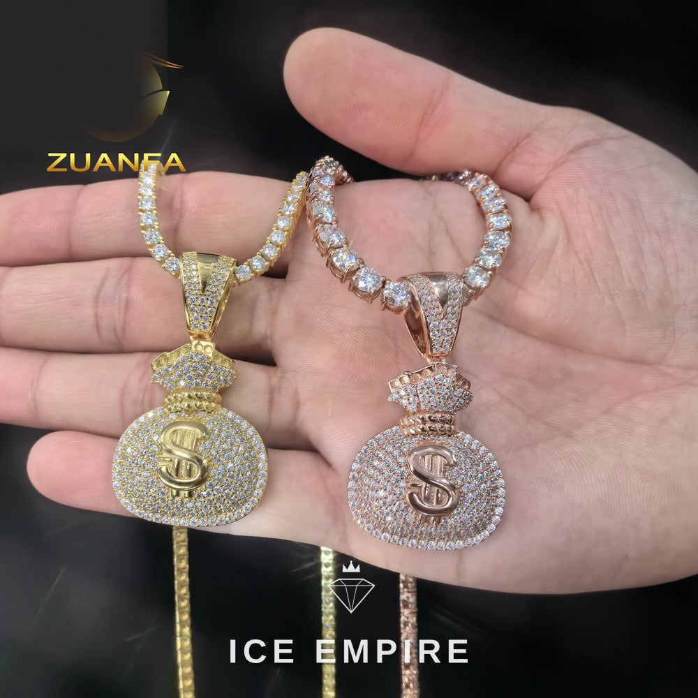 Iced Out Rose Gold Plated Moissanite Pendant